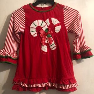 Christmas, Christmas too with adorable ruffles on sleeves and on bottom. Size 6X